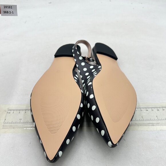 FOWT Black Polka Dots Pointed Toe Slingback Buckle Strap Womens Flats Shoes - Picture 7 of 8